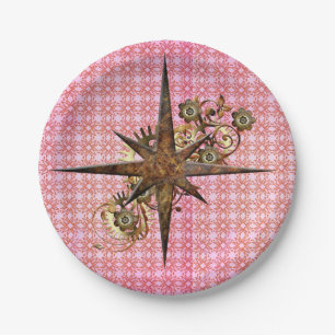 Steampunk Compass Star Paper Plates