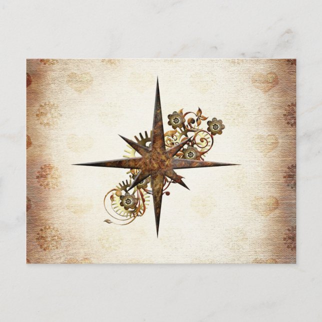 Steampunk Compass Star Postcard (Front)