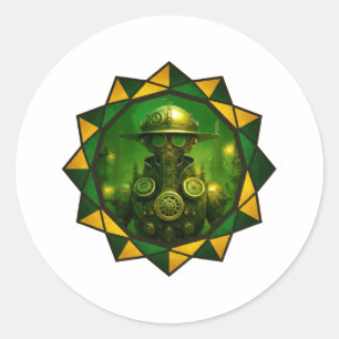 Steampunk Construction Worker Classic Round Sticker