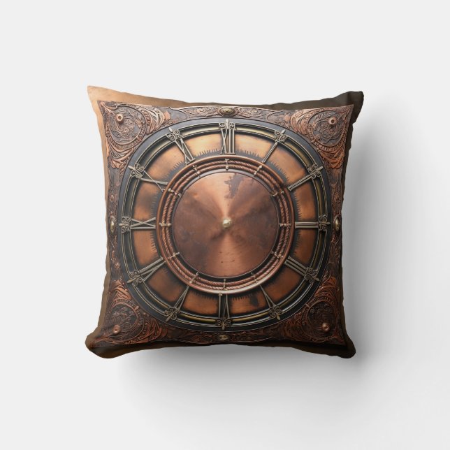 Steampunk Copper Time Face Cushion (Front)