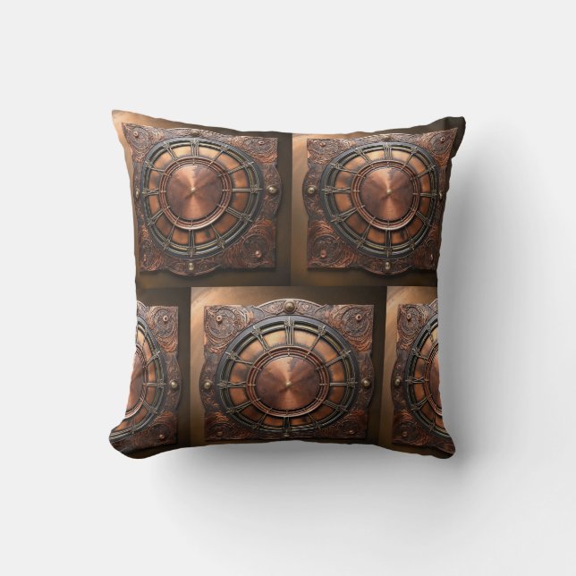 Steampunk Copper Time Face Cushion (Front)