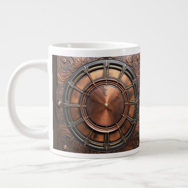 Steampunk Copper Time Face Large Coffee Mug (Left)
