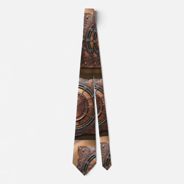 Steampunk Copper Time Face Tie (Front)