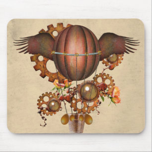 Steampunk Copper Winged Balloon Mouse Pad