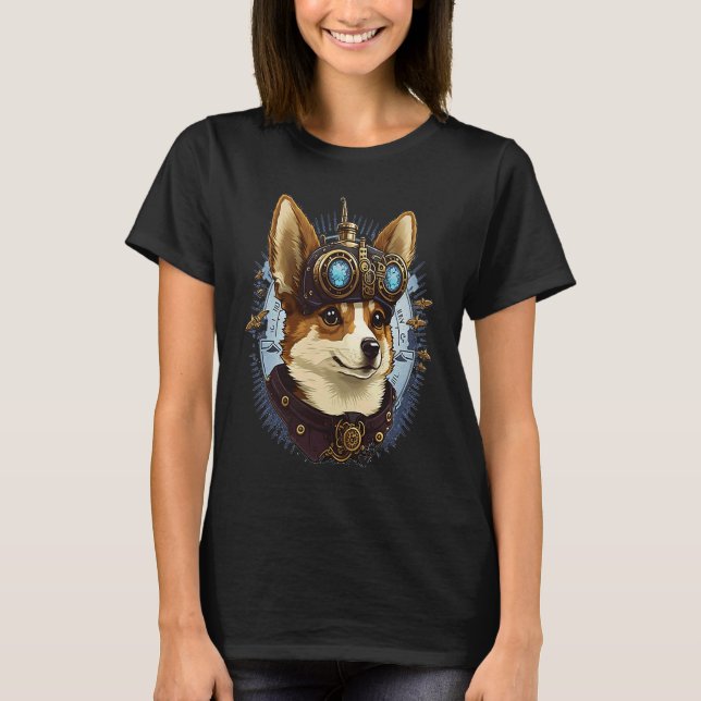 Steampunk Corgi Head  For Women & Men T-Shirt (Front)