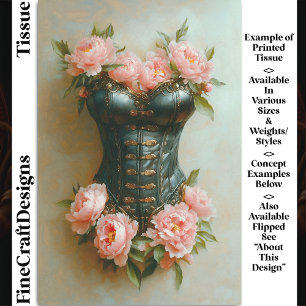 Steampunk Corset & Pink Peonies DF6L Decoupage Tissue Paper