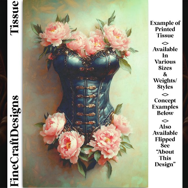 Steampunk Corset & Pink Peonies DF6LF Decoupage Tissue Paper (Creator Uploaded)