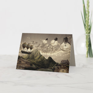 steampunk countryside greeting card