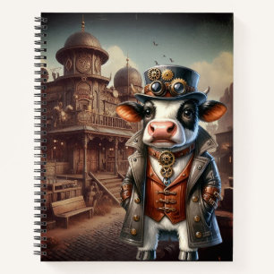 Steampunk Cow Spiral Notebook