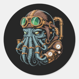Steampunk Cthulhu monster Classic Round Sticker