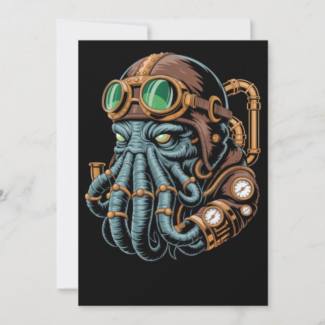 Steampunk Cthulhu monster Invitation (Front)