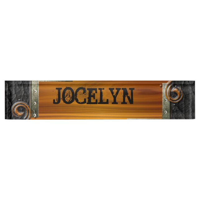 Steampunk Customise Leather Nameplate (Front)