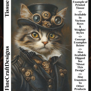 Steampunk Cute Chic Cat Kitten BR6R Decoupage Tissue Paper