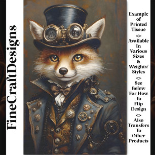 Steampunk Cute Elegant Fox BR7 Decoupage Tissue Paper