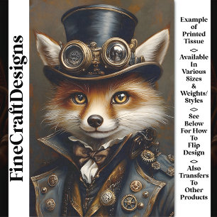 Steampunk Cute Elegant Fox BR8 Decoupage Tissue Paper