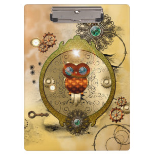 Steampunk, cute owl clipboard