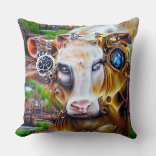 Steampunk Cyber Cow Cushion