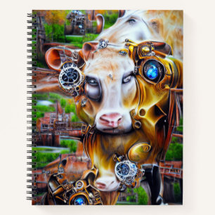 Steampunk Cyber Cow Notebook