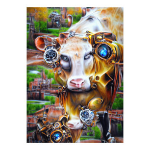 Steampunk Cyber Cow Photo Print