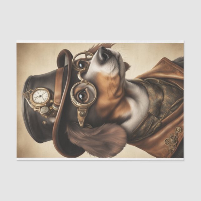 Steampunk Dachshund Decoupage Paper (Front)