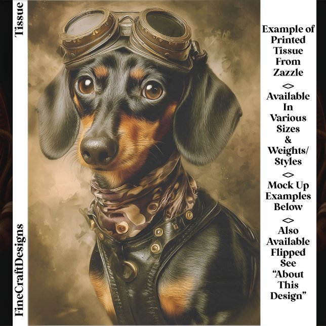 Steampunk Dachshund Dog Aviator EP7L Decoupage Tissue Paper (Creator Uploaded)