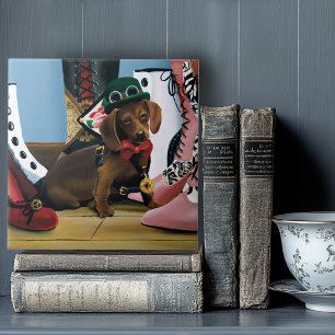 Steampunk Dachshund Shoes Boots Victorian  Ceramic Tile