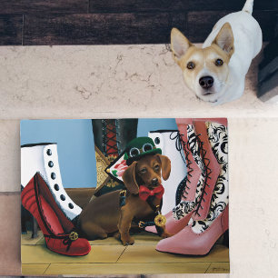 Steampunk Dachshund Shoes Boots Victorian Doormat