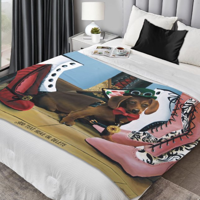 Steampunk Dachshund Shoes Boots Victorian  Fleece Blanket (Creator Uploaded)