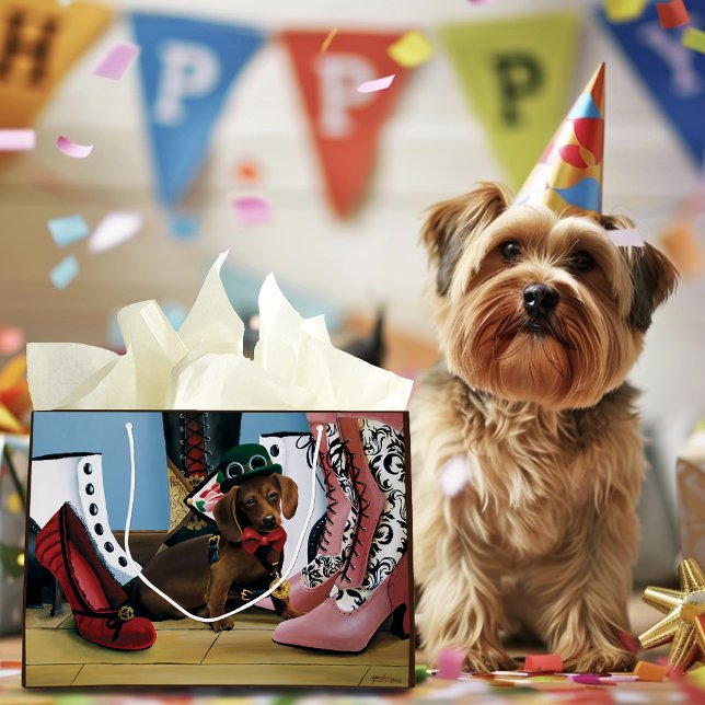Steampunk Dachshund Shoes Boots Victorian  Large Gift Bag (Creator Uploaded)