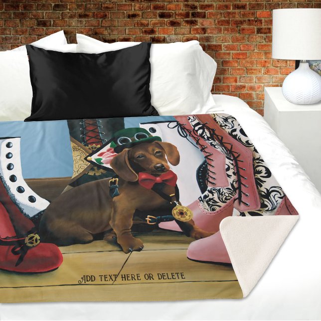Steampunk Dachshund Shoes Boots Victorian  Sherpa Blanket (Creator Uploaded)