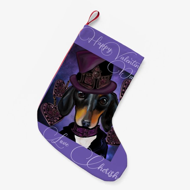 STEAMPUNK DACHSHUND  SMALL CHRISTMAS STOCKING (Front (Hanging))
