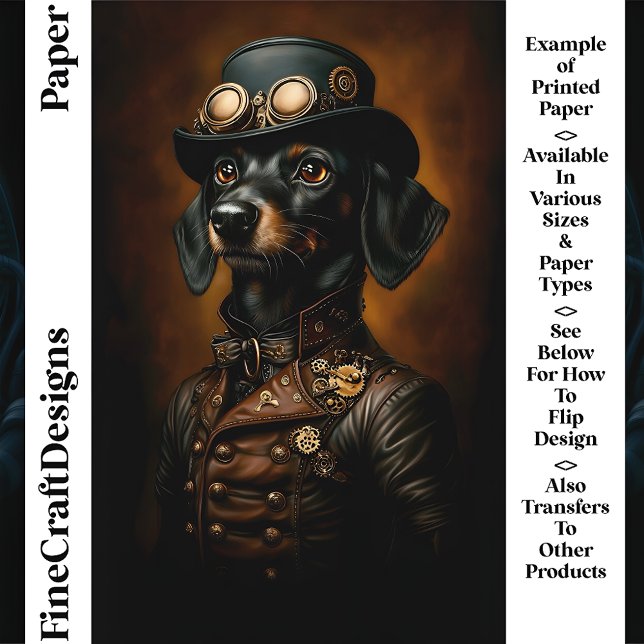 Steampunk Dachshund Wiener Dog CR5 Craft Paper (Creator Uploaded)