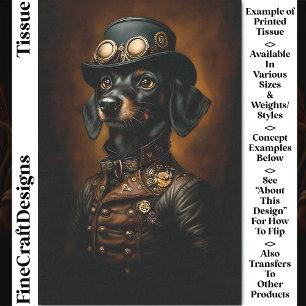 Steampunk Dachshund Wiener Portrait CR5 Decoupage Tissue Paper