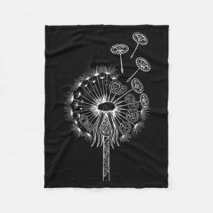 Steampunk Dandelion Flower Mechanical Engineer Fleece Blanket