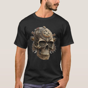 Steampunk Dark Skull Retro Scifi Mechanical Gear C T-Shirt