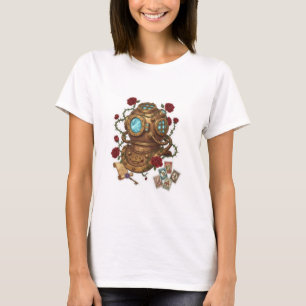 Steampunk Deep Sea Diver Helmet Fantasy Illustrati T-Shirt