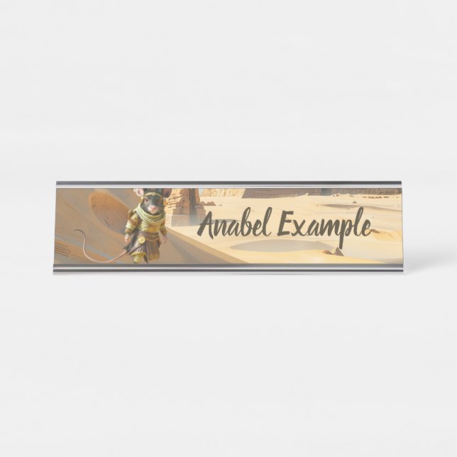 Steampunk Desert Explorer Mouse  Desk Name Plate (Front)