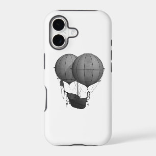 Steampunk Design Black and White Flying Machine