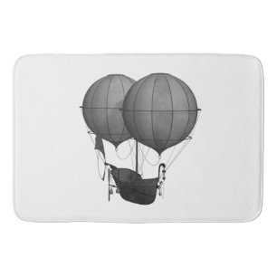 Steampunk Design Black and White Flying Machine Bath Mat