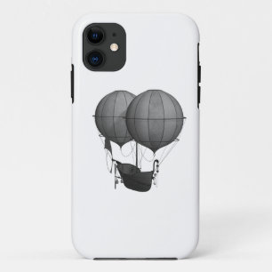 Steampunk Design Black and White Flying Machine iPhone 11 Case