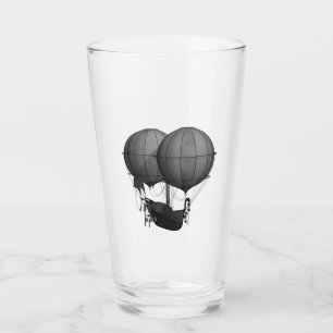 Steampunk Design Black and White Flying Machine Glass
