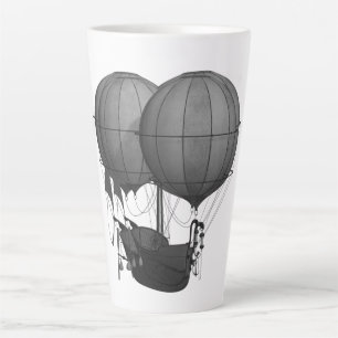 Steampunk Design Black and White Flying Machine Latte Mug