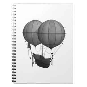Steampunk Design Black and White Flying Machine Notebook