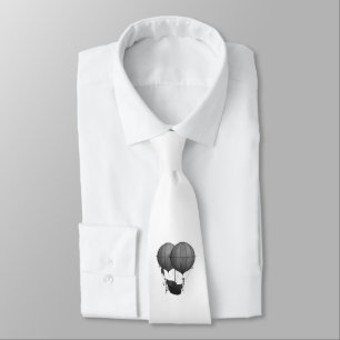 Steampunk Design Black and White Flying Machine Tie