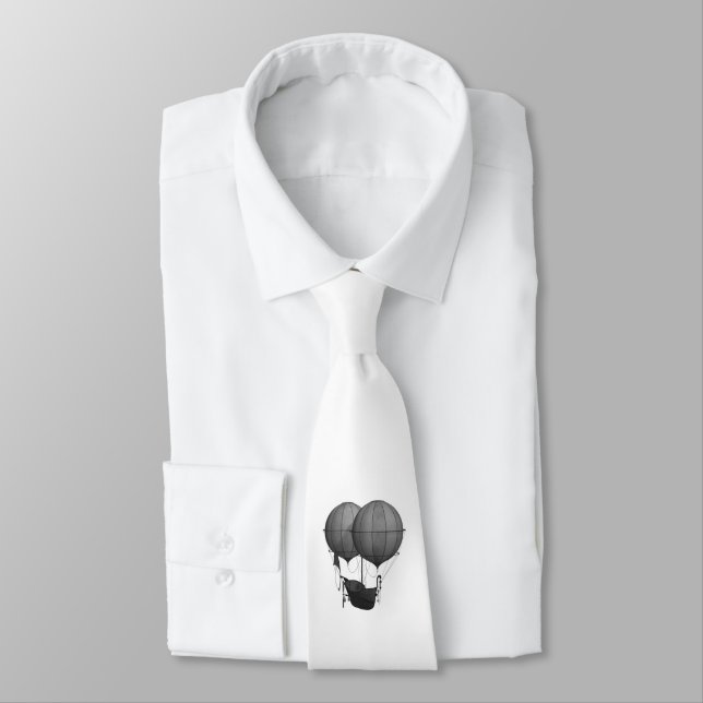 Steampunk Design Black and White Flying Machine Tie (Tied)