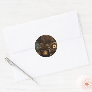 Steampunk design classic round sticker