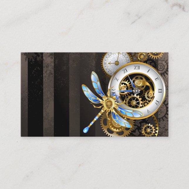 Steampunk Dials with Dragonfly Business Card (Front)
