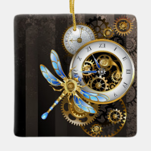 Steampunk Dials with Dragonfly Ceramic Ornament