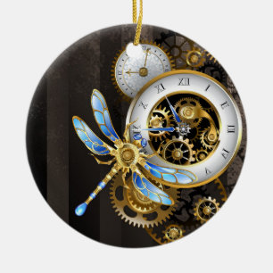 Steampunk Dials with Dragonfly Ceramic Ornament