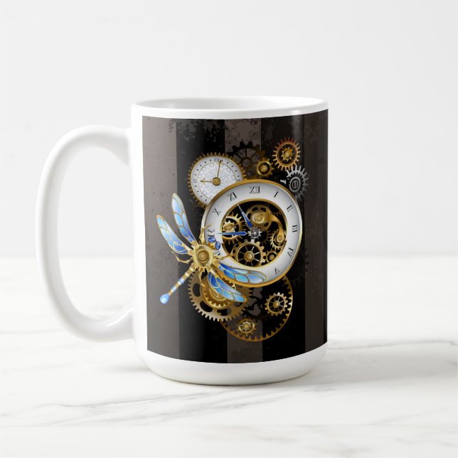 Steampunk Dials with Dragonfly Coffee Mug (Left)